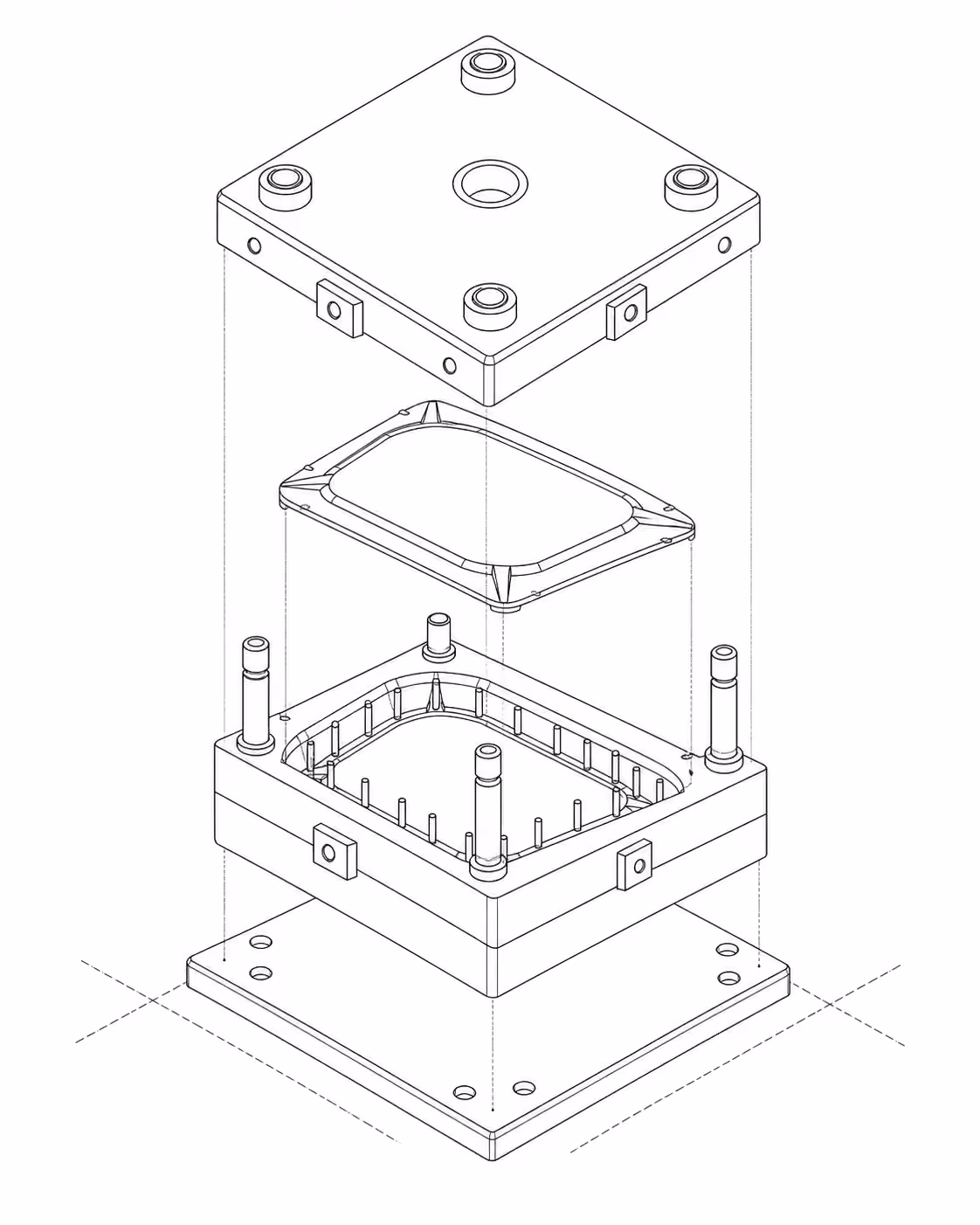 System: an isometric diagram drawn in hairlines.